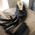Soho 90s unique Black strappy slip on open toe sandals small block heel Photo 1