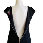 Vince Camuto  Black Cap Sleeve Back Gold Zip Mini Dress with Pockets Size 2 Photo 6