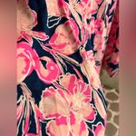 Lilly Pulitzer Pink and Blue Floral and Ruffle Midi dress navy blue hot pink Photo 12