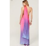 BAOBAB Orange Pink Purple Satin Shift Open Back One Shoulder Ombre Ari Gown L Size L Photo 2