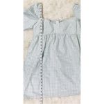 Gianni Bini  Sage Green Gingham Mini Milkmaid Dress Long Sleeve Peasant Size 10‎ Photo 14