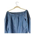 Free People  Shirt Women XS Blue Off The Shoulder Chambray Tie Cuff Top Boho Photo 5