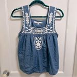 Lovers + Friends Chambray Embroidered Sleeveless Top Size S Photo 1