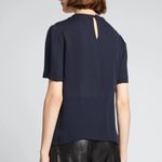 Rebecca Taylor  Lace 100% Silk T Shirt Navy Blue Crew Neck Blouse Top NWT Size XS Photo 7