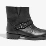 Karen Millen Women's biker moto Black Leather Ankle boot classic spring leather Photo 2