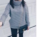 Gap Fit Houndstooth Thick Quilted Cowl Funnel Neck Oversized pullover Small Photo 2