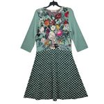 ALDOMARTINS wool floral knitted sweater dress XL Green Photo 1