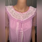 Vintage pink satin lace trimmed nightgown and sheer‎ robe Photo 2