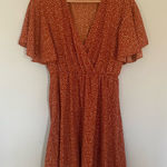 SheIn Burnt Orange with White Dots Butterfly Sleeve Dress Photo 0