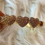 Betsey Johnson  Gold-Tone Triple Heart Pavé Bangle Bracelet Photo 0