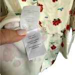 We Wore What  Dress 6 White Red Long Sleeve Roses Floral Puff Sleeve Cowl Photo 11