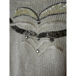 Vintage Nannell Hand Knit Beaded Sequin Sweater Cream Batwing Sleeve Size S 80s Photo 5