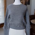 BB Dakota  Candance Fringe Gray Sweater Photo 0