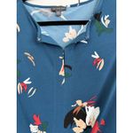 The Limited Floral Print Teal Blue 3/4 Sleeve Button Neck Blouse Size PM Photo 2