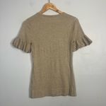 autumn cashmere  cashmere silk tan metallic puff sleeve sweater size small Photo 4