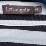 J. McLaughlin NEW  Navy and White Striped Button Down Blouse with Bishop Sleeves Photo 3