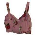 Xhilaration Pink Floral Crop Top Womens Size Medium Smocked Padded Photo 6