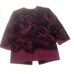 Ming Wang Black Magenta Jacquard Knit Sweater Jacket Cardigan Womens Size Medium Photo 4