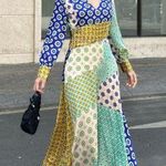 ZARA midi dress bohemian long sleeve prints abstract casual Photo 8