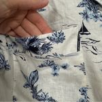Panama Jack  White Blue Floral Linen Blend Blouse Womens S Tropical Boxy Fit Top Photo 4