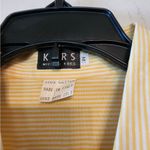 Michael Kors Shirt Women's Medium Button Up Long Sleeve Collared Striped Yellow Photo 2