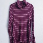Free People  Kristina Plum Striped Cowl Neck Waffleknit Thermal Photo 0