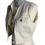 Vintage 90s Tangibles Denim Vest M White Button Up Pockets Cropped Cotton Size M Photo 2