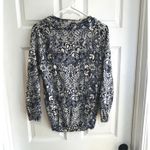 J.Crew  Merino Wool Mermaid Floral Print Long Sleeve Sweater Top Women L Ruffles Photo 7