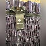AQUA  Womens ruched smocked body peplum top size XL NWT Pullover Purple color Photo 4