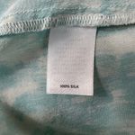 Halogen  100% Silk Ruffle Blouse Womens M Sleeveless Aqua Blue Abstract Print Top Photo 3