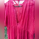Anthropologie  Coverup Sheer Metallic Silver Pink Size Medium maxi Photo 4