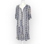 Loft  Mini Dress Women's XL Multicolor Swing Tiered Half Sleeve Split V-Neck Photo 1