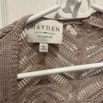Hayden  Los Angeles Boho Open Cardigan Sweater‎ Large Crochet Dusty Pink Fringe Photo 3