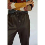 Anthropologie  Women's Small Black Sleek Faux Leather‎ Elastic Waist Joggers Photo 1