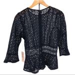 Nanette Lepore Navy Floral Lace Peplum Elbow Sleeve Top NWT Photo 6