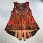Cato XL Boho Top Y2K Satin Hippie Sequin Whimsigoth Whimsy Asymmetrical Orange Photo 9