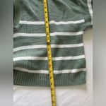 Hollister  women’s size large ribbed green and white striped sweater with collar Photo 3