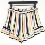 Lost + Wander New Colorful Striped Shorts Ruffle Trim Ivory Multi Photo 8