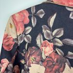 Solitaire Floral Print Faux Suede Blazer Women's Size Large Open Front Boho Photo 3