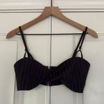 White Fox Boutique White Fox Crop Top bralette striped adjustable spaghetti strap twist front zip S Photo 7