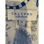 Calypso St. Barth  Shirt Women XL Blue White‎ Coastal Button Down Preppy Boho Photo 7