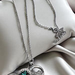 I Love You Mom Green Cz Heart Sterling Silver Necklace Photo 0