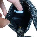 Moyna vintage black and silver beaded women's mini purse handbag wristlet Photo 4