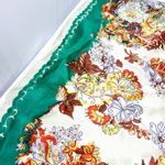 Baar & Beards Top Hit Vintage Made in Japan Hand Rolled Pure Silk Floral Scarf Green Photo 3