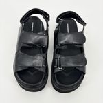 Princess Polly  Rue Sandals Size 8 Chunky Vegan Leather Black Photo 2