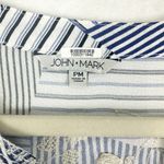 John Mark  Embroidered Floral Top Size Petite Medium Mixed Print Stripe Boho Photo 7