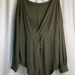 Free People boho chic Shimmy Shake long sleeve open back Top Army Green π Photo 8