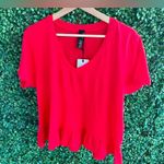 Bobi - Short Sleeve T-Shirt - Cotton - Slight Crop - Ruffle Hem - NWT - Large Photo 1