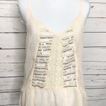Hollister Sheer Cream Sequin & Lace Ruffle Trim Peasant Tank Top Size Small Photo 1