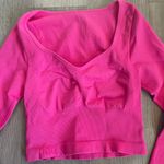 NWOT OQQ Hot Pink Sweetheart Neck Cropped Athletic Long Sleeve Activewear Photo 1